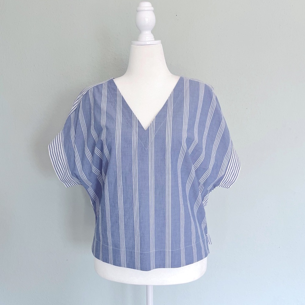 Madewell Crinkle Cotton Boxy Top Dark Mediterranean Women’s L TAGS ON